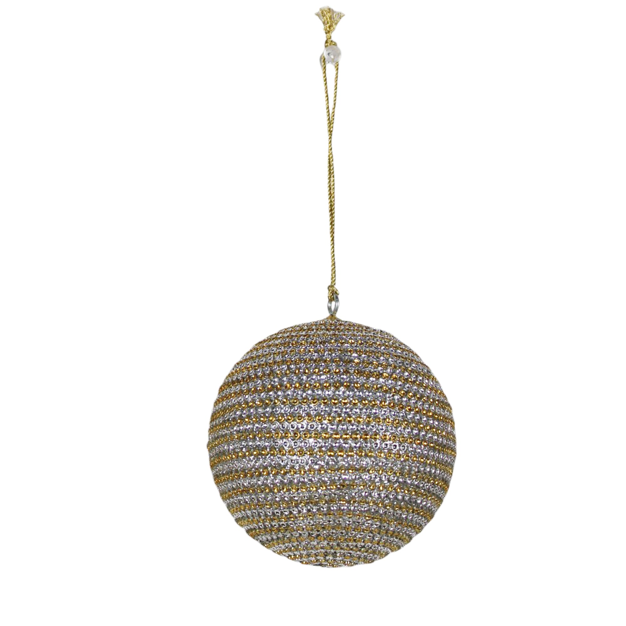 Set of 2 Beaded Christmas Hanging Balls